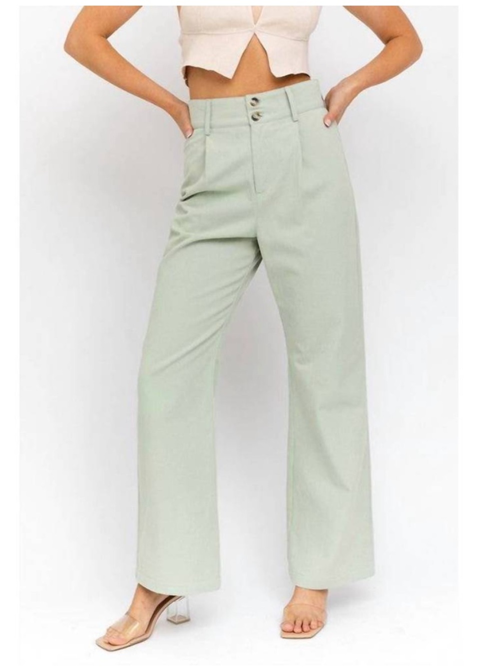 LE LIS She Means Business Pants in sage